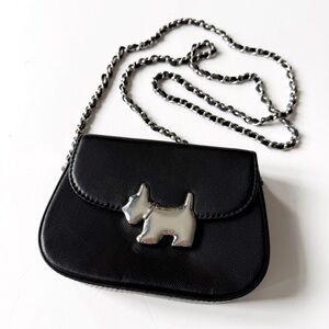 Agatha Paris Woman Black Leather Sweetie Scottie Dog Crossbody Shoulder Bag